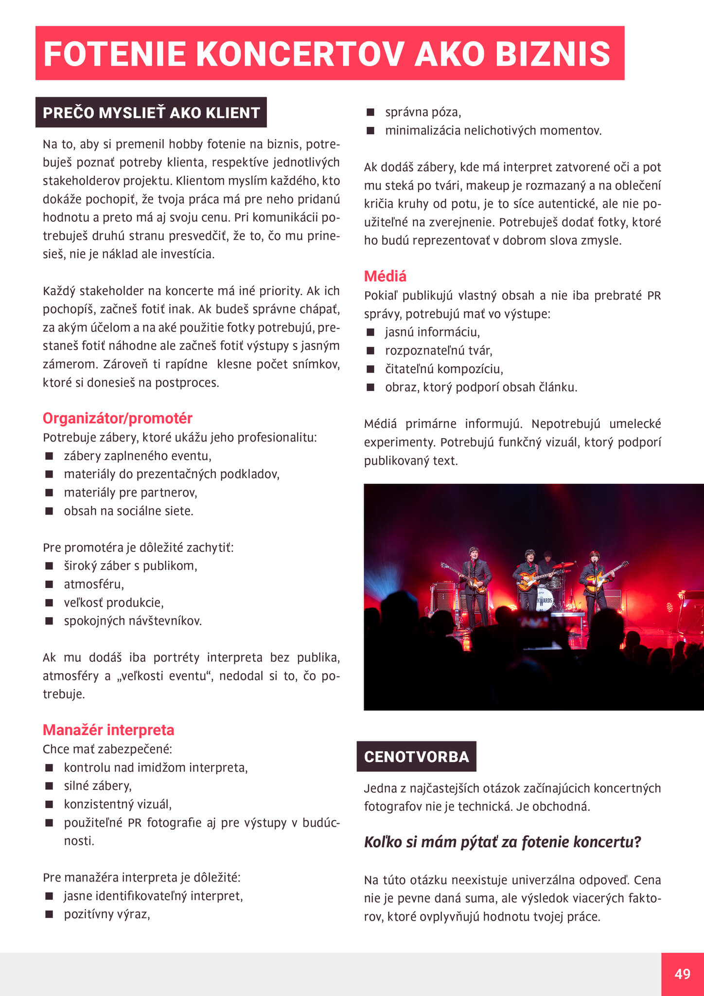 eBook Ako sa fotí zvuk masterclass - koncert a event fotografia - ukážka
